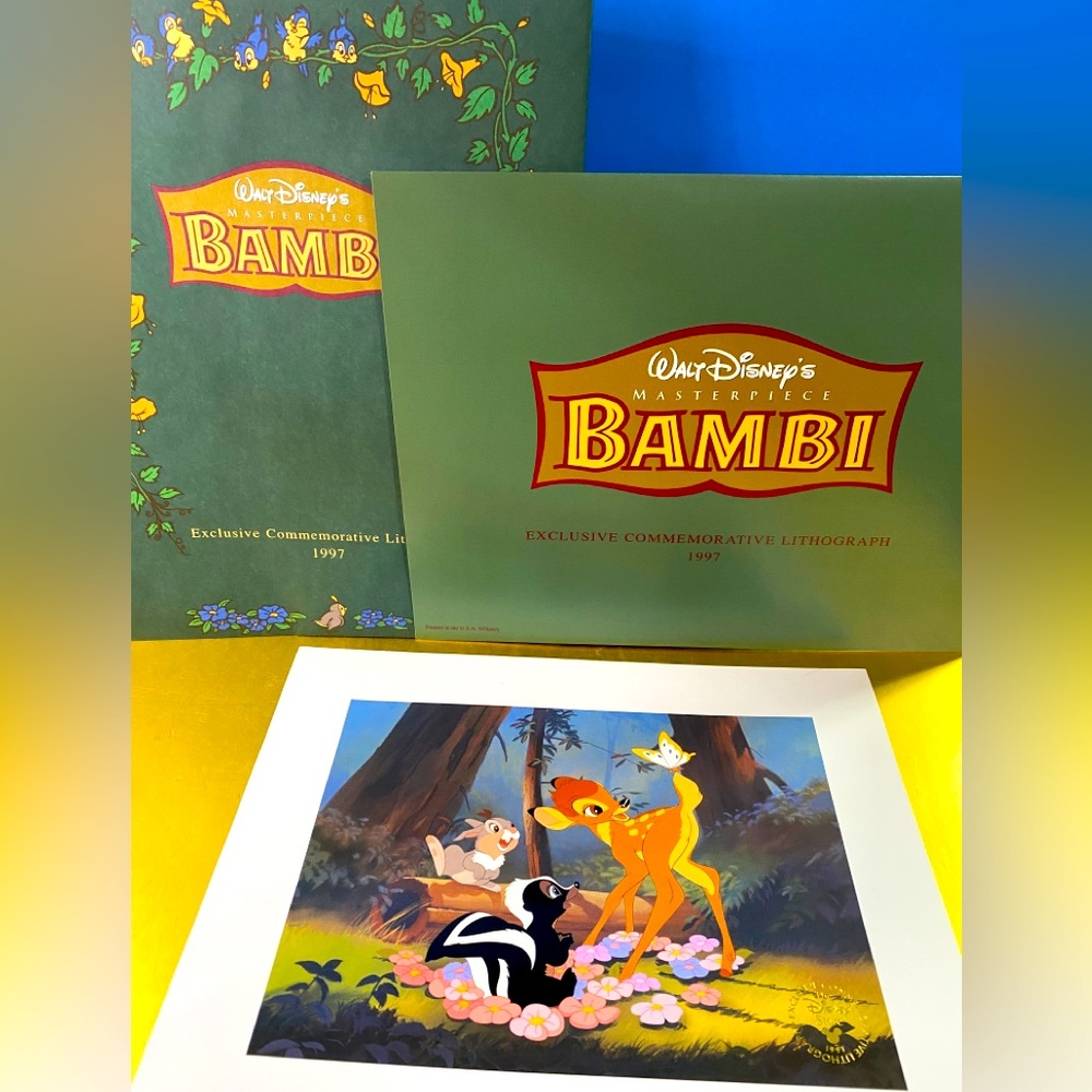 WALT DISNEY MASTERPIECE BAMBI 1997 COMMEMORATIVE LITHOGRAPH EXCLUSIVE 11”x14”